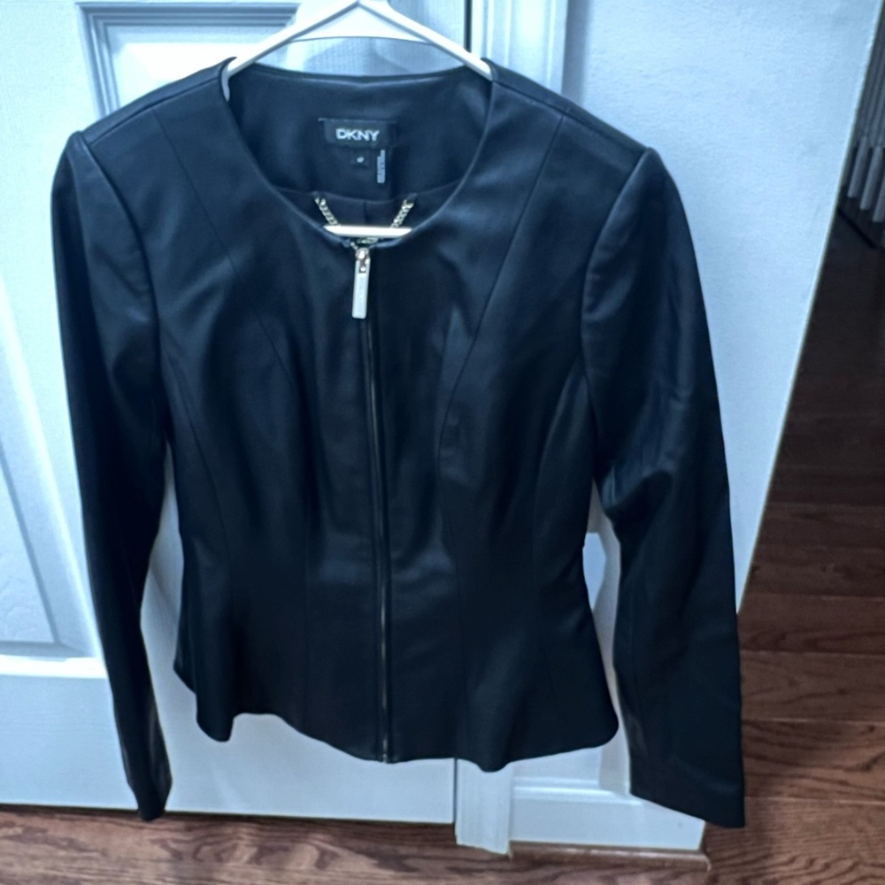 DKNY Faux Leather Jacket, Size 4 petite, New Condition, worn once.
